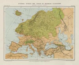 Plate IX. Europe During The Epoch Of Maximum Glaciation (Second Glacial Epoch)