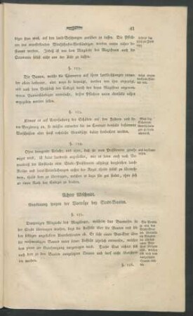 Achter Abschnitt. Anordnung wegen der Vorträge bey Stadt-Bauten.