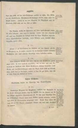 Achter Abschnitt. Anordnung wegen der Vorträge bey Stadt-Bauten.