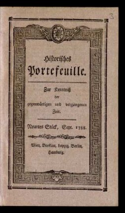 9. Stück (Sept. 1788): Historisches Portefeuille