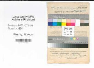 Entnazifizierung Albrecht Klinzing , geb. 30.09.1893 (Finanzbeamter)