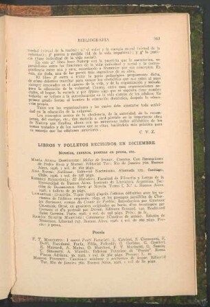 Libros y folletos recibidos en Diciembre