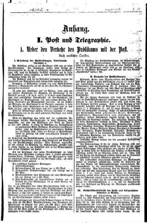 I. Post und Telegraphie