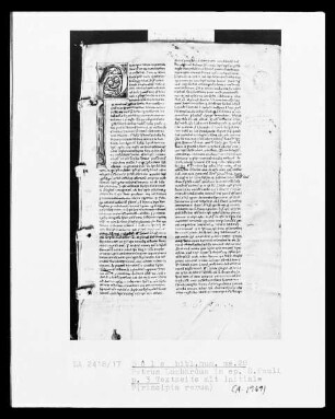 Petrus Lombardus, Commentarius in epistolas Sancti Pauli: Initiale P