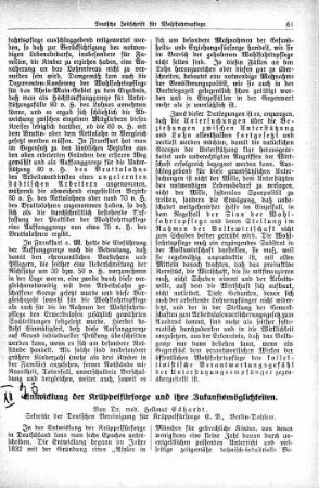 Entwicklung der Krüppelfürsorge und ihre Zukunftsmöglichkeiten