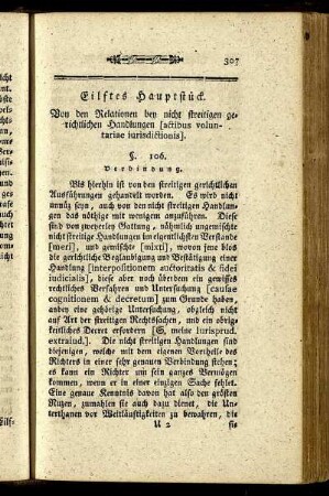 Eilftes Hauptstück. Von den Relationen bey nicht streitigen gerichtlichen Handlungen [actibus voluntariae iurisdictionis].