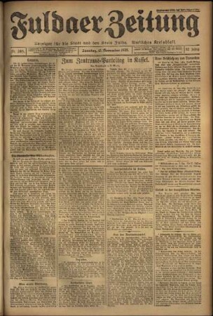 Erste Ausgabe vom Sonntag, den 15. November 1925.