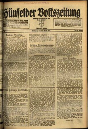 Ausgabe vom Mittwoch, den 27. April 1921.