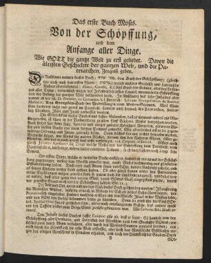 Das erste Buch Mosis. Von der Schöpffung, und dem Anfange aller Dinge.