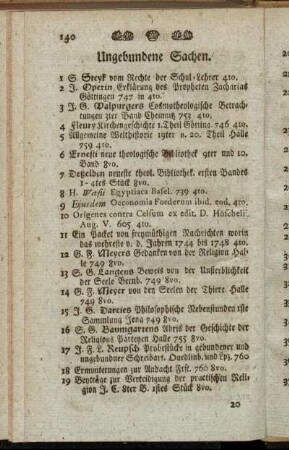 Ungebundene Sachen.