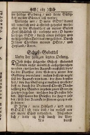 Schuß-Gebettel Unter der heiligen letzten Oelung