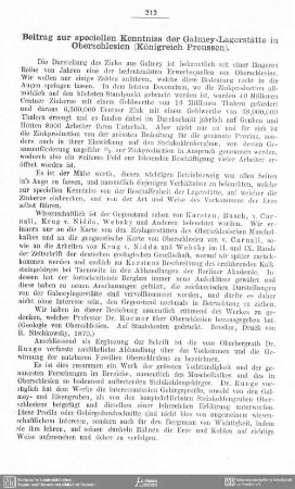 Beitrag zur speciellen Kenntniss der Galmey-Lagerstätte in Oberschlesien (Königreich Preussen)