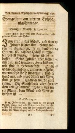 Evangelium am vierten Epiphaniassonntage