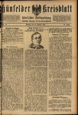 Ausgabe vom Montag, den 23. Januar 1922.