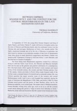 Between Empires: Spanish Sicily And The Contest For The Central Mediterranean In The Late Sixteenth Century Thomas Dandelet