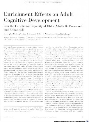 Enrichment effects on adult cognitive development : can the functional capacity of older adults be preserved and enhanced?