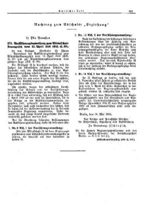 Ausführungsanweisung zum Mittelschulfinanzgesetz vom 13. April 1938 (GS. S. 59) : [Nachtrag zum Abschnitt "Erziehung"] ; [Für Preußen] ; [Amtliche Erlasse] ; [Amtlicher Teil]