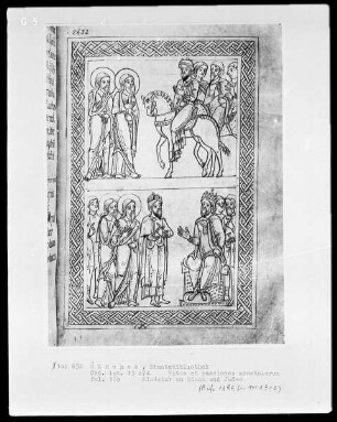 Vitae et passiones apostolorum — Zwei Szenen aus dem Leben der Apostel Simon und Judas, Folio 120recto