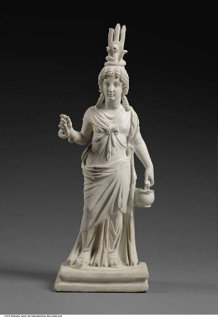 Kultstatue der Isis-Demeter mit Schlange und Cista