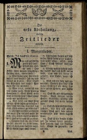 Die erste Abtheilung, welche Zeitlieder enthält.