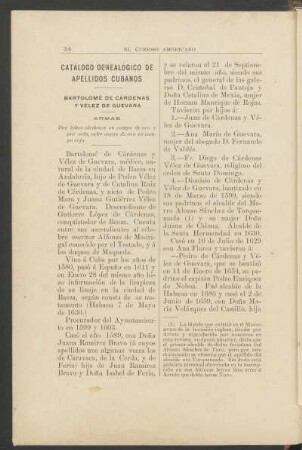 Catálogo genealógico de apellidos cubanos : Bartolomé de Cárdenas y Vélez de Guevara
