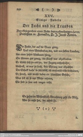XXV. Einige Fabeln
