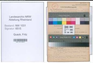 Entnazifizierung Fritz Quack , geb. 26.02.1906 (Oberinspektor)