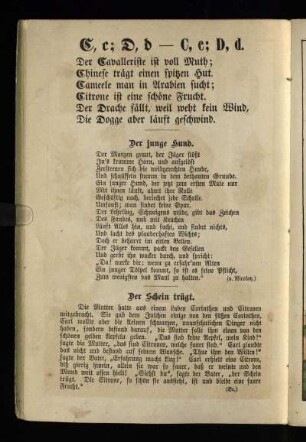 C, c ; D, d [Spruch, Gedicht und Kurzgeschichte zu den Buchstaben C + D]