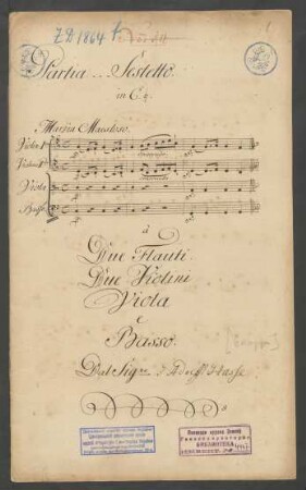 Quartette. Arr; fl (2), vl (2), vla, b; C-Dur; Hob III. C10