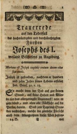 Sammlung auserlesener Kanzelreden über die vornehmsten Gegenstände in der Kirche. 14. 1775