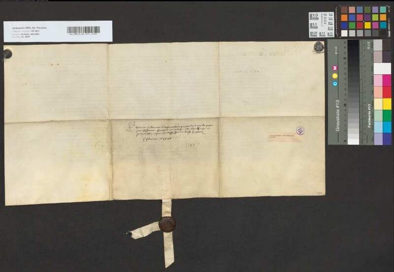Revers des Bürgermeisters Hermann Sudermann zu Köln wegen der Ablösbarkeit einer von dem Erzbischof ihm zu zahlenden Rente von 75 Goldgulden.