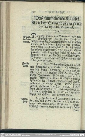 Das funfzehende Capitel Von der Staatsverfassung des Königreichs Dänemark