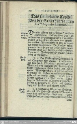 Das funfzehende Capitel Von der Staatsverfassung des Königreichs Dänemark