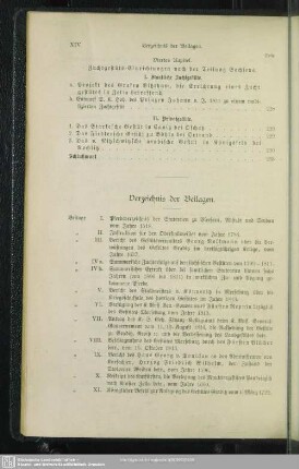 Verzeichnis der Beilagen