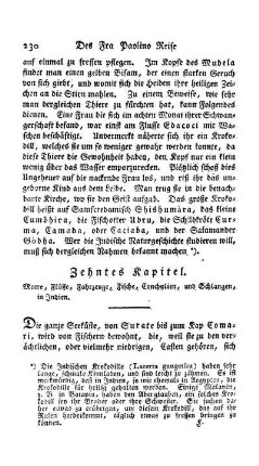 Zehntes Kapitel - Meere, Flüsse, Fahrzeuge; Fische, Conchylien und Schlangen in Indien