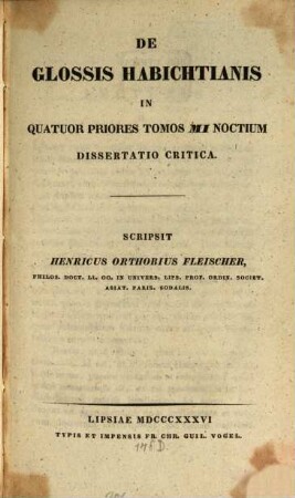 De Glossis Habichtianis in quatuor priores tomos MI Noctium : dissertatio crit.