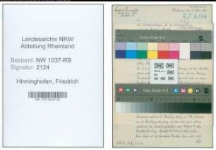 Entnazifizierung Friedrich Hinninghofen , geb. 00.00.0000 (Bahnsekretaer)