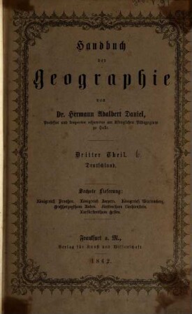 Handbuch der Geographie, 3. Deutschland nach seinen physischen und politischen Verhältnissen