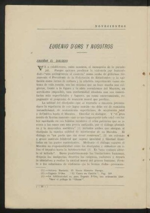 Eugenio d'Ors y Nosotros