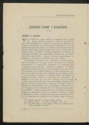 Eugenio d'Ors y Nosotros