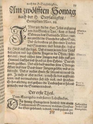 Am zwölfften Sontag nach der H. Dreyfaltigkeit, Euangelium Marc. vij.