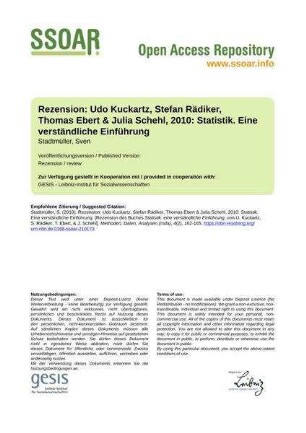 Rezension: Udo Kuckartz, Stefan Rädiker, Thomas Ebert & Julia Schehl, 2010: Statistik. Eine verständliche Einführung
