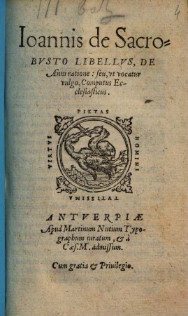 Ioannis de Sacrobvsto Libellvs, De Anni ratione: seu, vt vocatur vulgo, Computus Ecclesiasticus