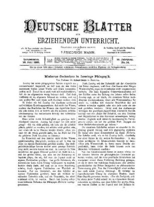 Moderne Gedanken in Lessings Pädagogik