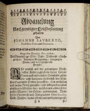 Abdanckung Nach geendigter Leichbestattung.