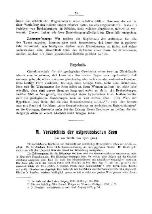 VI. Verzeichnis der ostpreussischen Seen