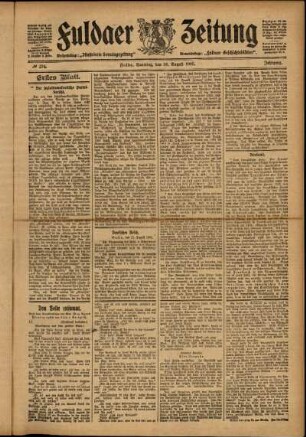 Erste Ausgabe vom Samstag, den 26. August 1905.