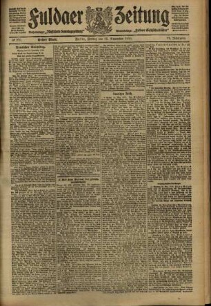 Erste Ausgabe vom Freitag, den 25. November 1910.