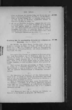 No. 30. Verordnung über das gewerbsmäßige Verkaufen und Feilhalten von Petroleum.