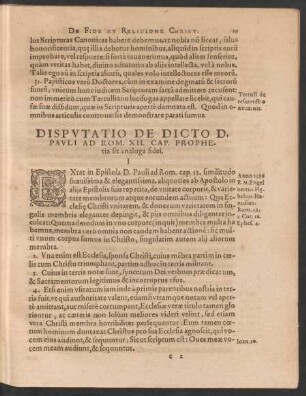 Disputatio De Dicto D. Pauli Ad Rom. XII. ...